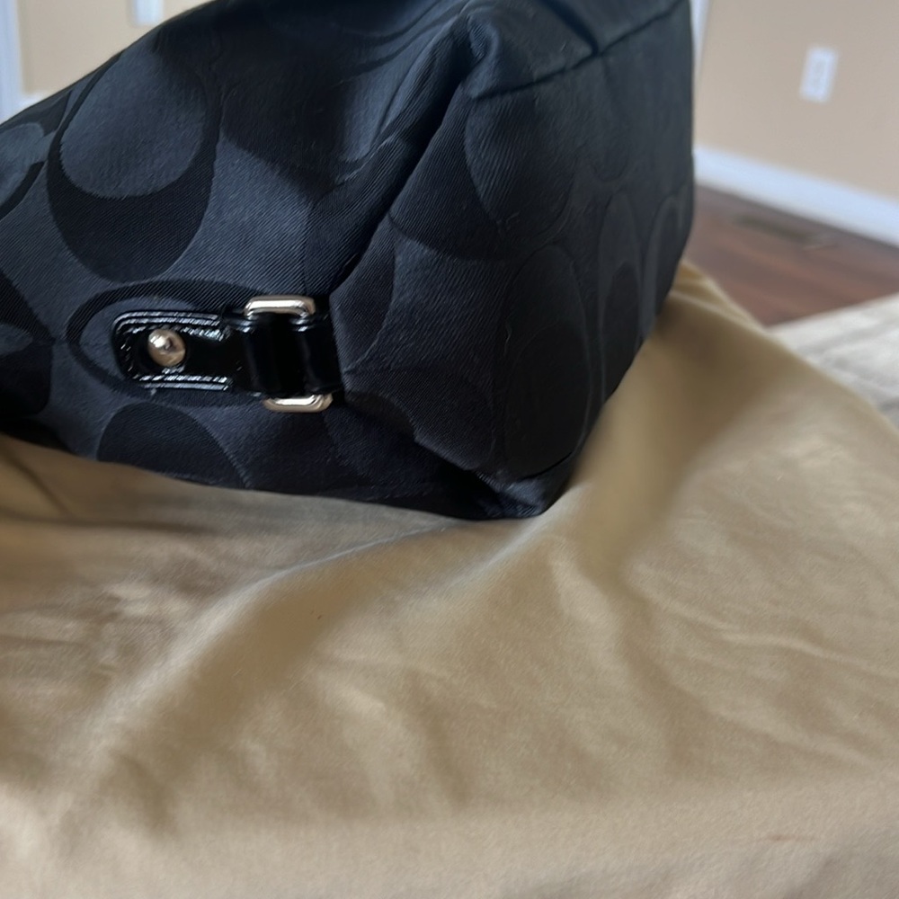 EUC COACH BLACK BROOKE SIGNATURE SATEEN CONVERTIBLE HOBO SHOULDER BAG #17183 - Picture 5 of 15